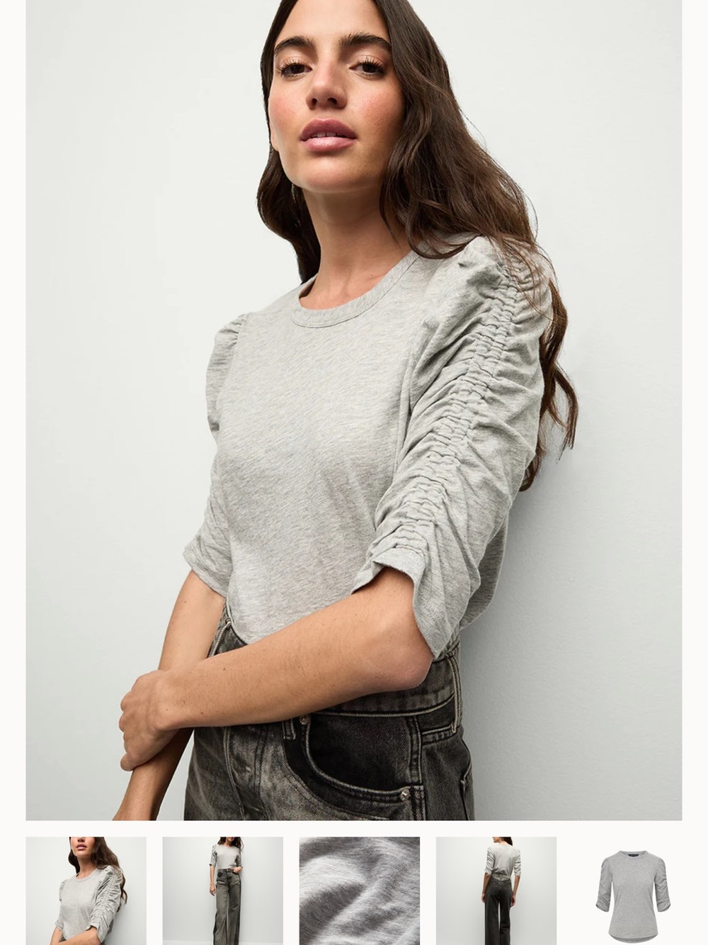 Veronica Beard Waldorf Tee Shirt XS Heather Gray 100% Pima Cotton